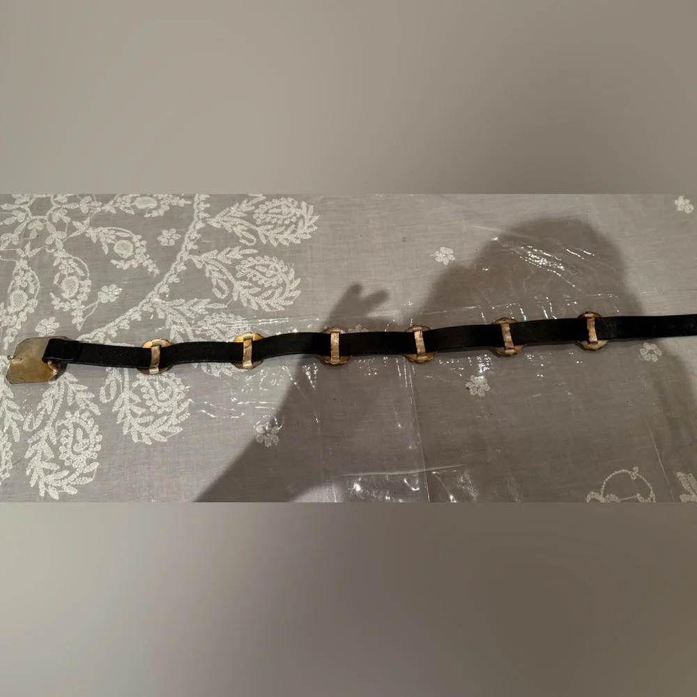 ❤️ RALPH LAUREN Black Leather Belt with Silver Accents - Picture 10 of 16